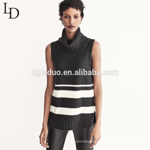 Hot sale slim sleeveless knitted jumper turtleneck pullover women sweater